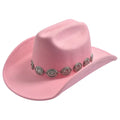 Rosa Filz Cowboyhut Mit Silberner Concho-Kette